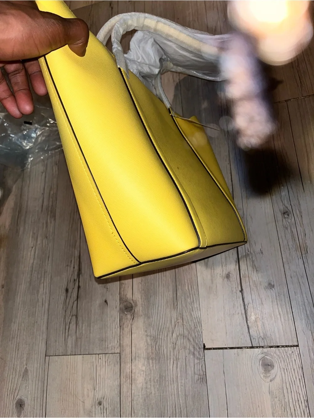 NWT Michael Kors Yellow Saffiano Tote with Contrast Trim